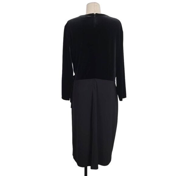Lauren Ralph Lauren Velvet Faux Wrap Sheath Dress Sz‎ 16 Black Modest Wedding - Picture 5 of 12